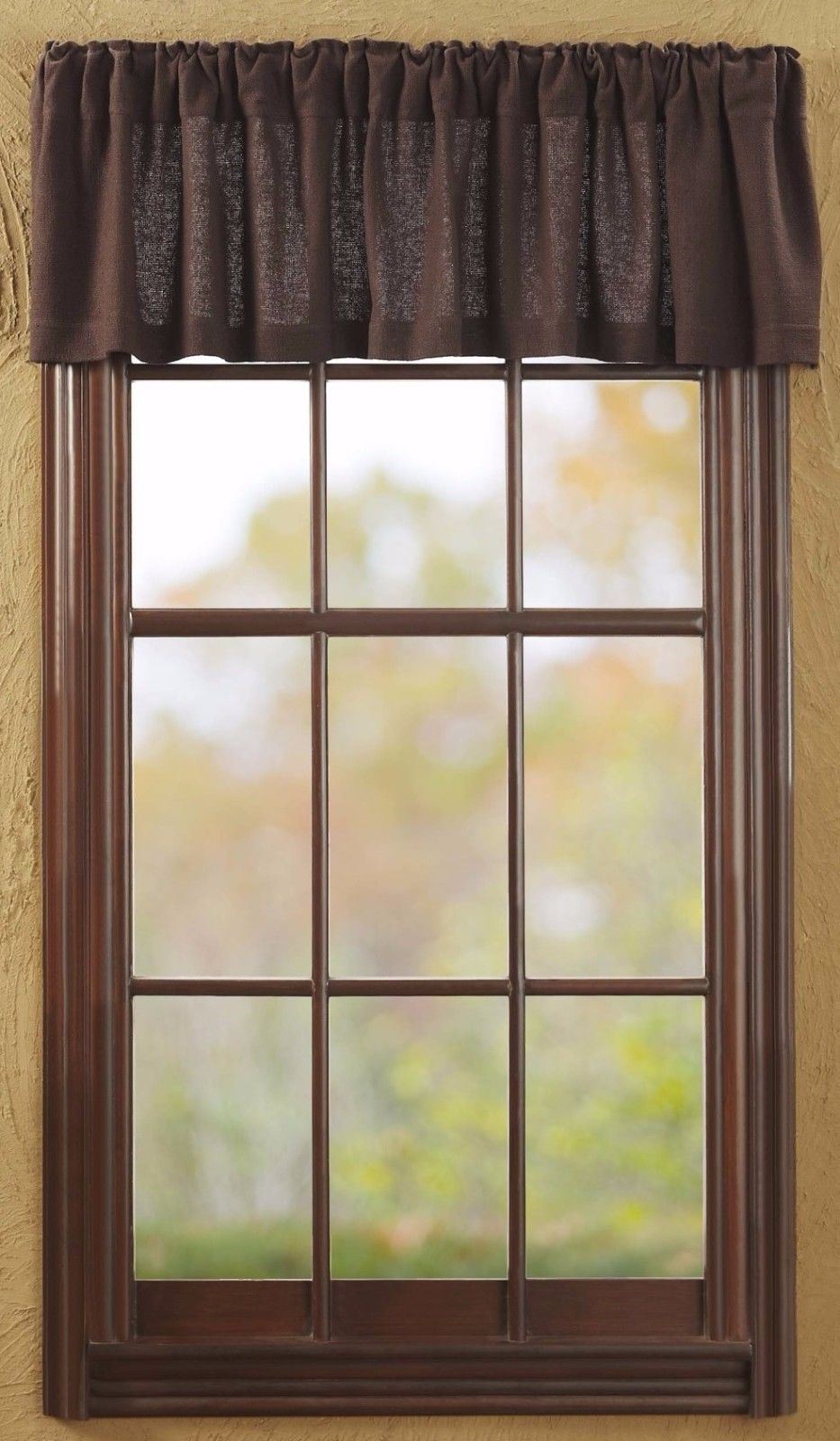 Burlap Chocolate Brown 100% Cotton Rustic Country Window Valance 72" Wide gallery