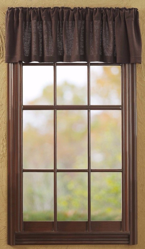 Burlap Chocolate Brown 100% Cotton Rustic Country Window Valance 72" Wide gallery