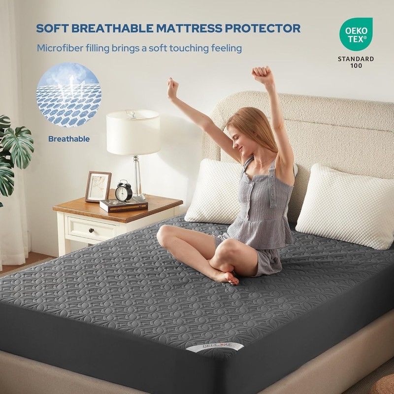 BEDLORE Waterproof Mattress Protector, Queen Size Mattress Pad Noiseless with De gallery