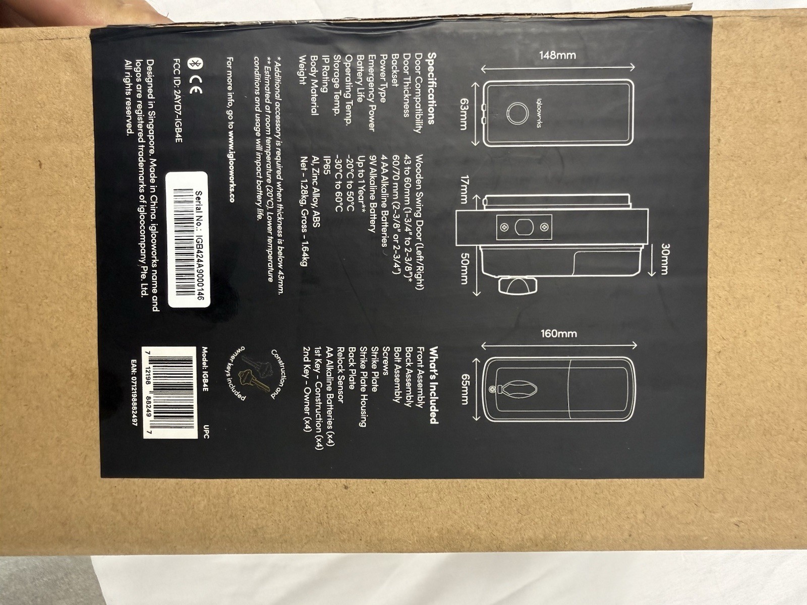 iglooworks Deadbolt 2E Smart Keypad Deadbolt Lock, Black Matte Wi-Fi/Bluetooth gallery