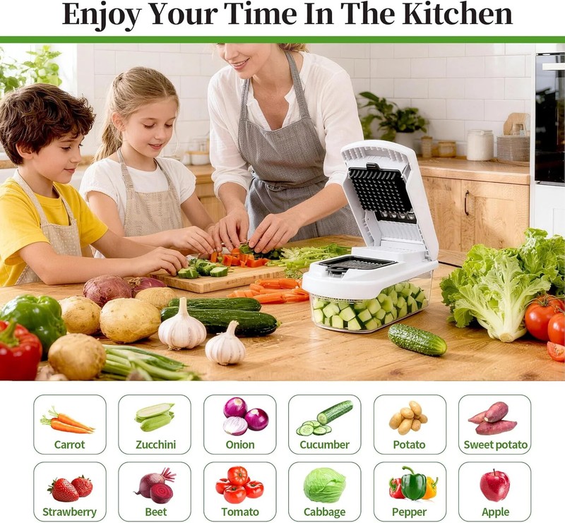 18-in-1 Vegetable Chopper Mandoline Slicer for Kitchen, Food Chopper with Contai gallery