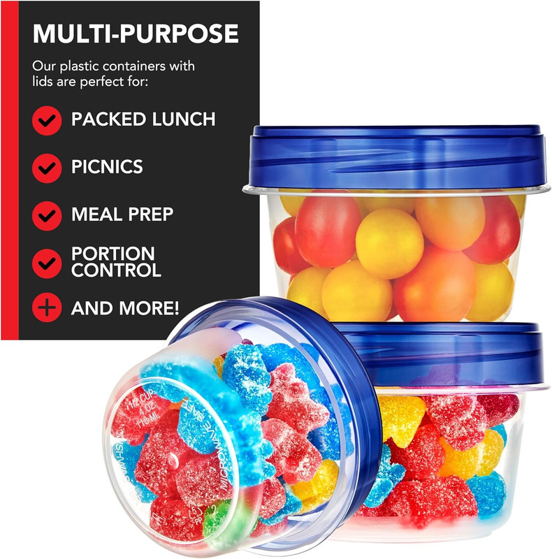 Stock Your Home 4Oz Plastic Containers with Twist Top Lids (6 Pack), 1/2 Cup Sma gallery