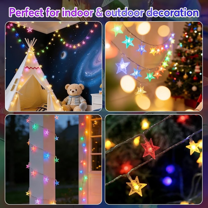 150 LED Color Changing Star String Lights - 65.6ft with Remote, 11 Modes, IP4... gallery