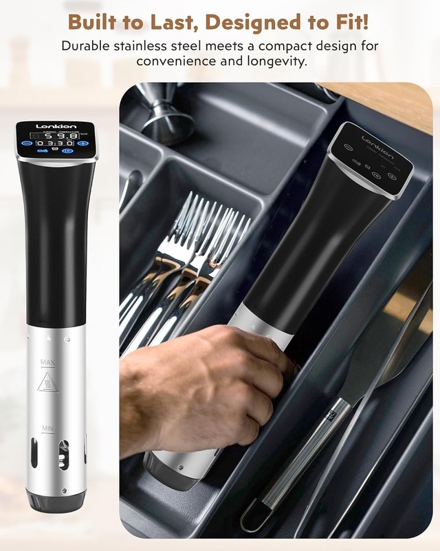 Anova Culinary Sous Vide Precision Cooker Pro, 1200 Watts, Black and Silver gallery