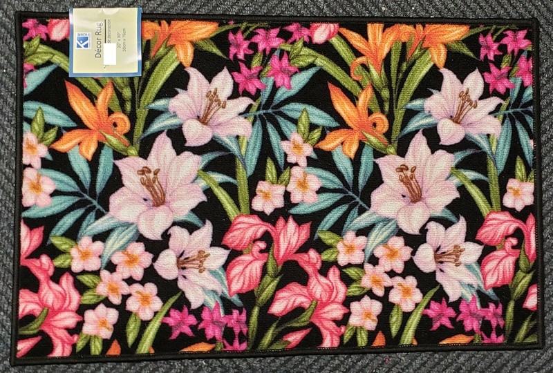 PRINTED EGYPTIAN NYLON RUG (nonskid latex back)(20"x30") FLORAL GARDEN,rec, KH gallery