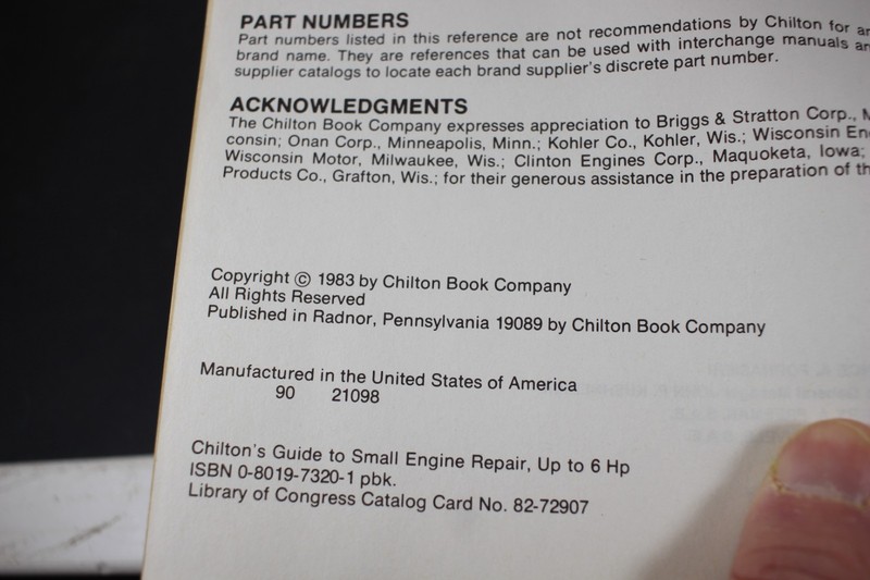 Chiltons small engine repair manual, up to 6hp gallery