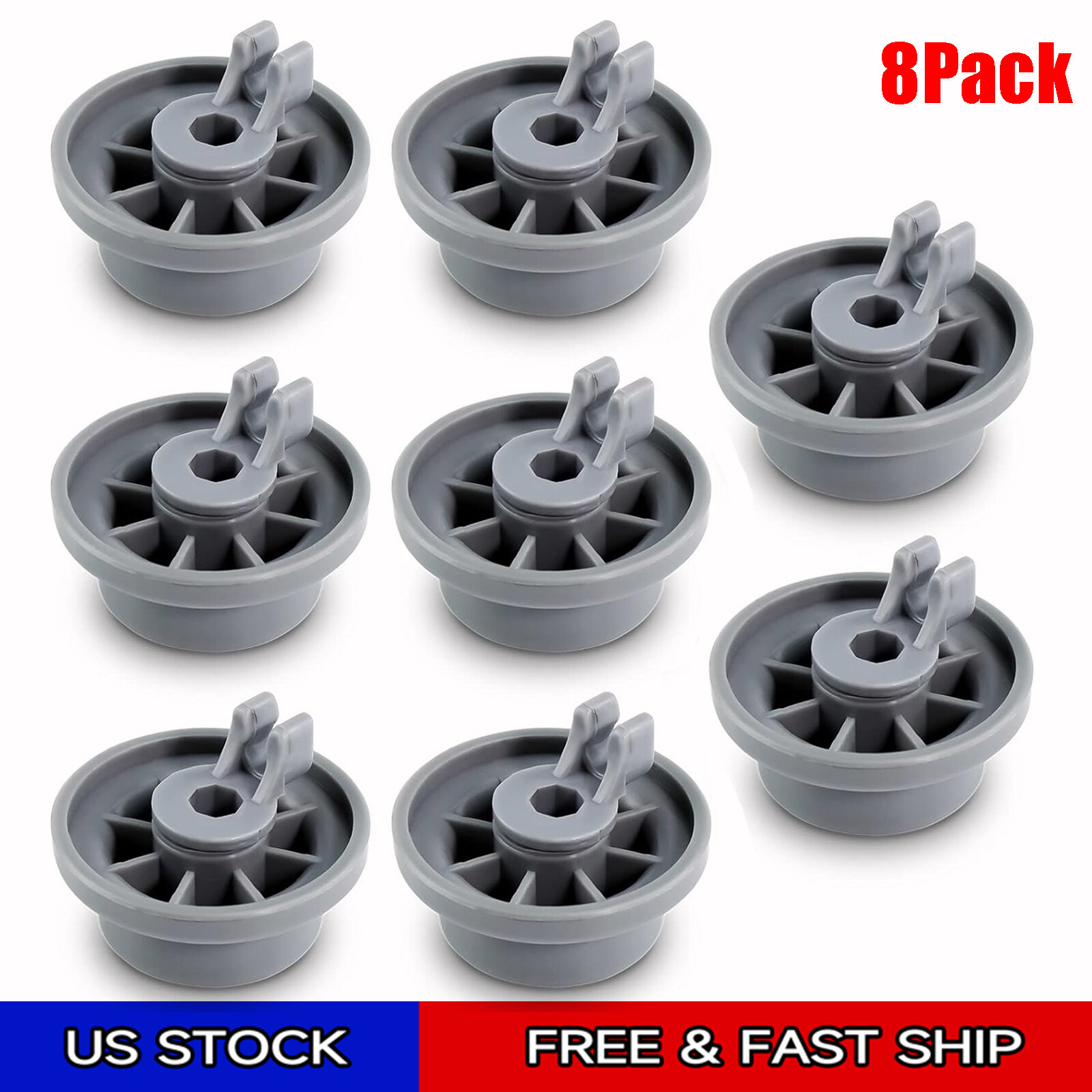 8 Pack 165314 Bosch Dishwasher Lower Rack Roller AP2802428 PS8697067 00165314 gallery