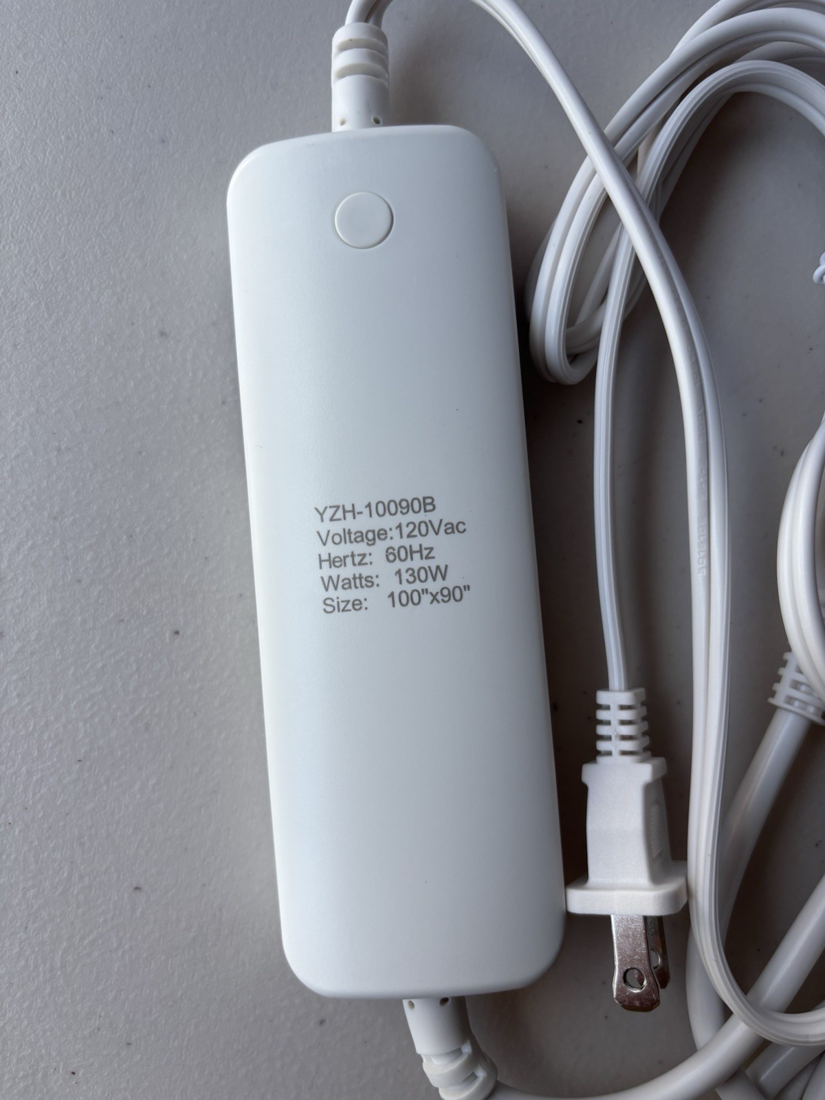 YZH-10090B Electric Heating Blanket Control 130W White 3-Prong 100 X 90 - READ gallery