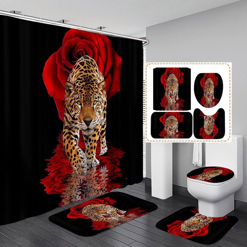 Elegant Animal Theme Bathroom Set - Shower Curtain & Rugs gallery