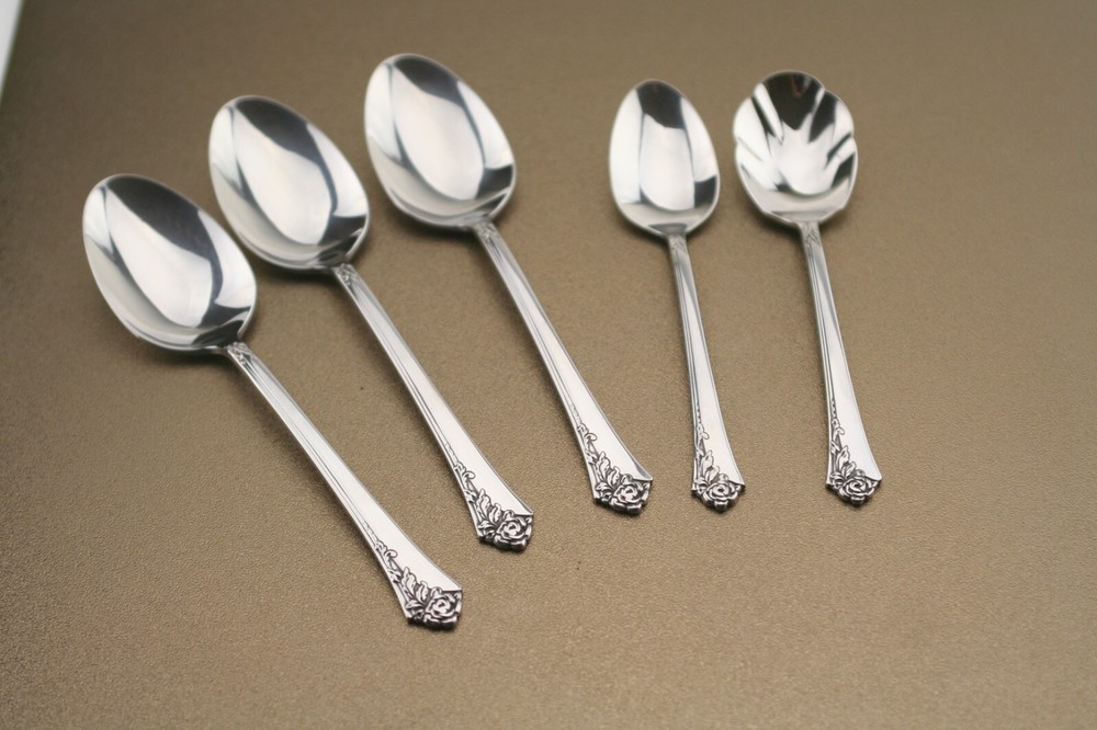 Oneida DAMASK ROSE CUBE Glossy Stainless Flatware 5 Piece Set