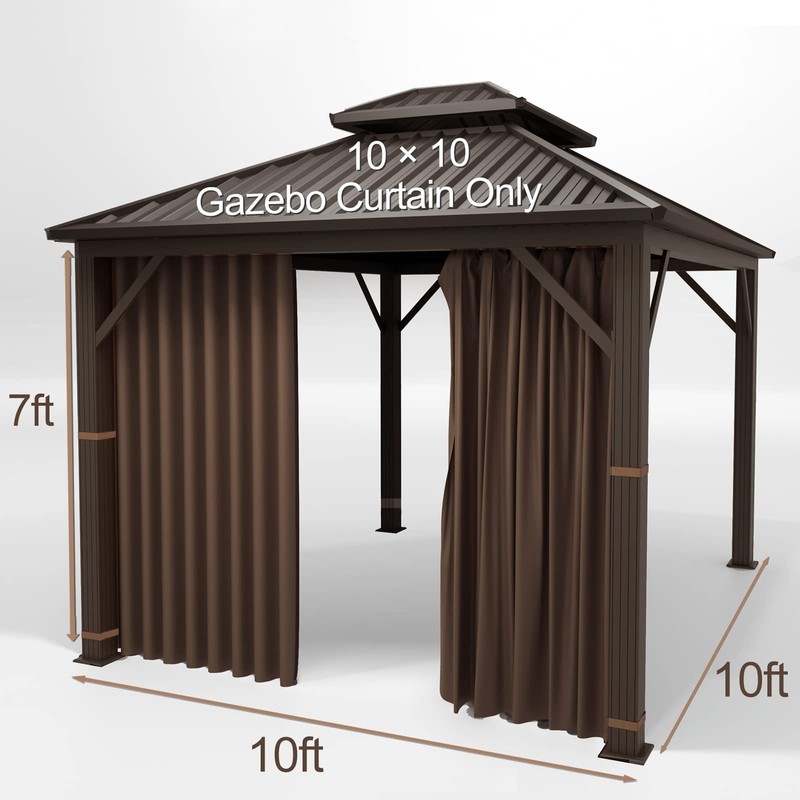Gazebo Universal Replacement Privacy Curtain – Hugline 10' x 10x10, Brown gallery