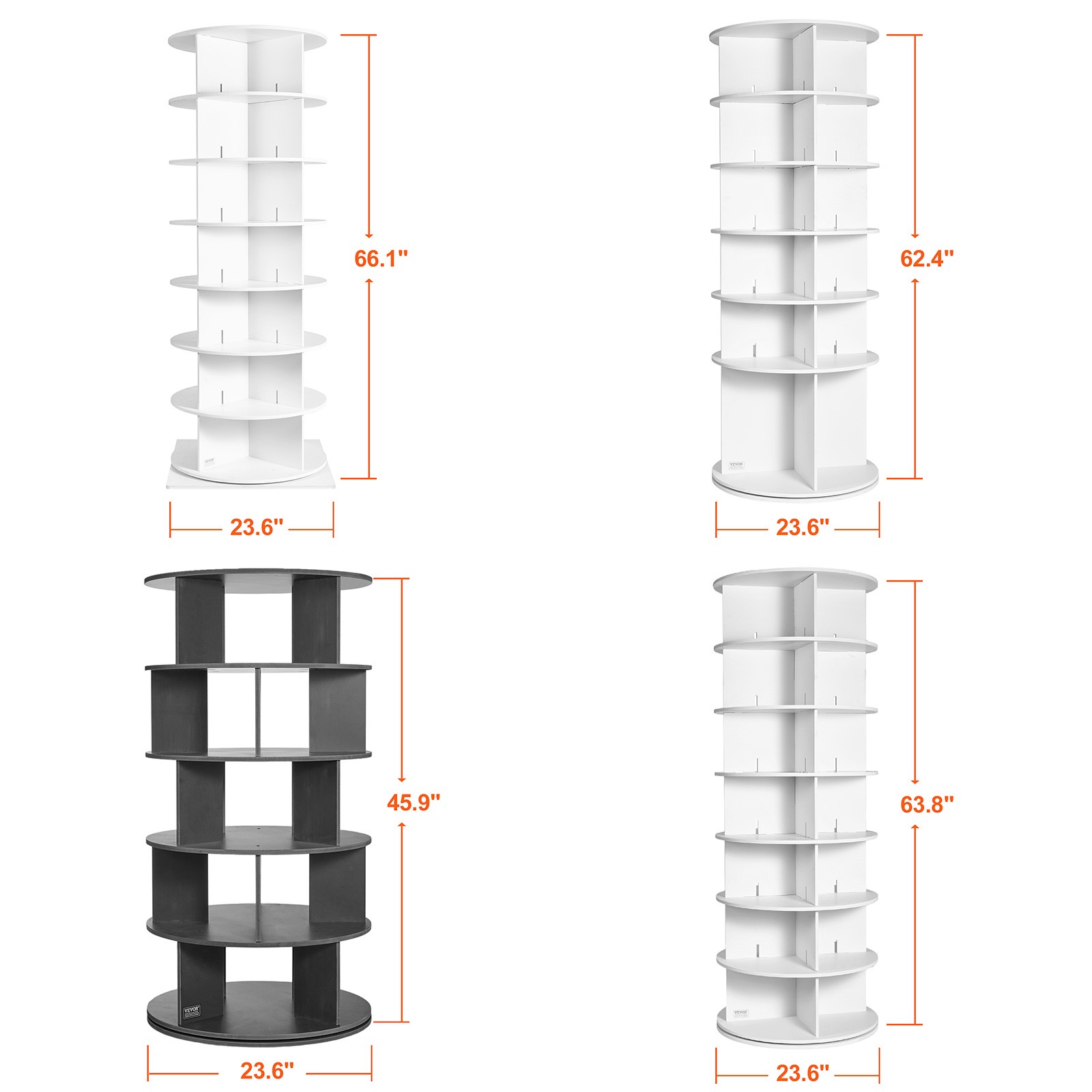 5-7tiers Rotating Shoe Rack Tower 360°Spinning Shoe Display Carousel White/Black gallery
