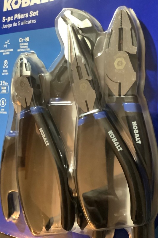 Kobalt 5 Piece Plier Set Assorted 6273704 Chrome Nickel New FREE USPS Shipping ! gallery