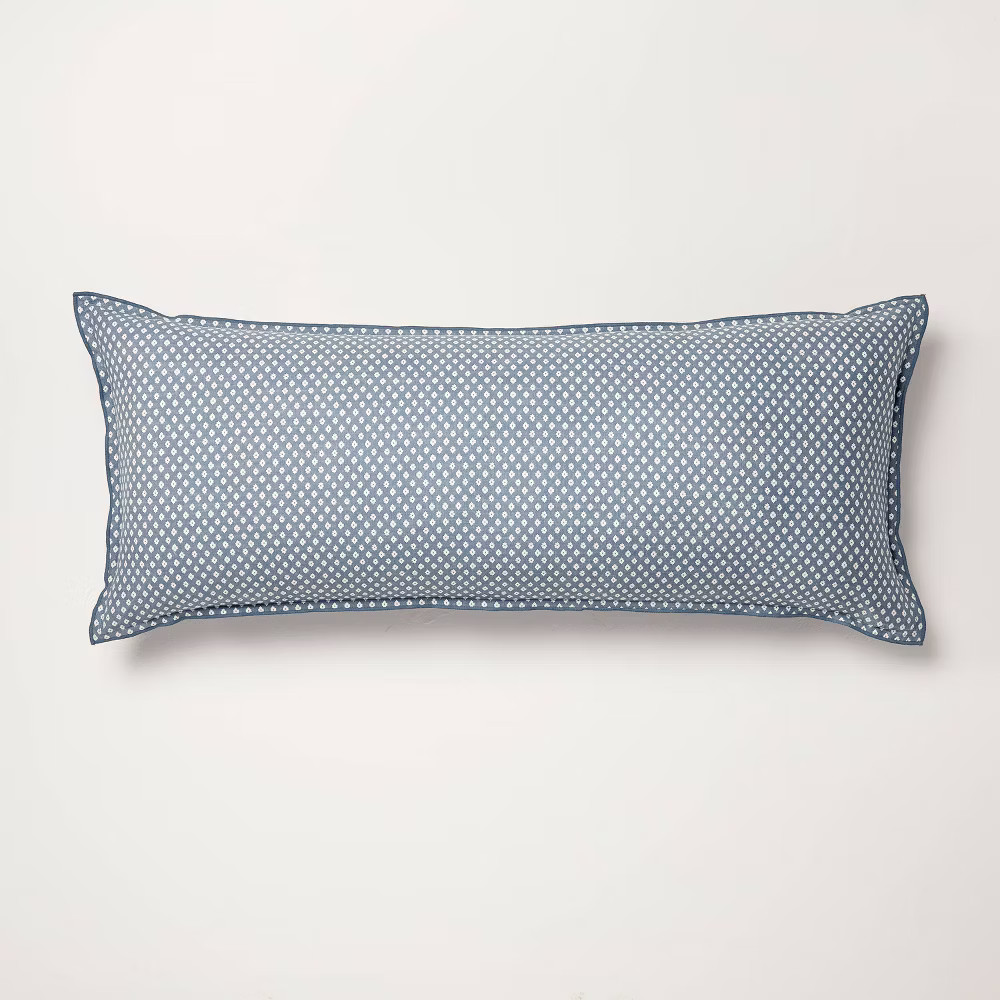 14"x36" Block Pattern Oblong Throw Pillow Blue - Hearth & Hand with gallery
