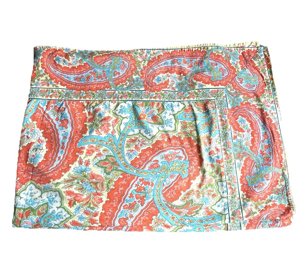 April Cornell Now Designs Rectangle Paisley Table Cloth Coral Yellow 84x120”