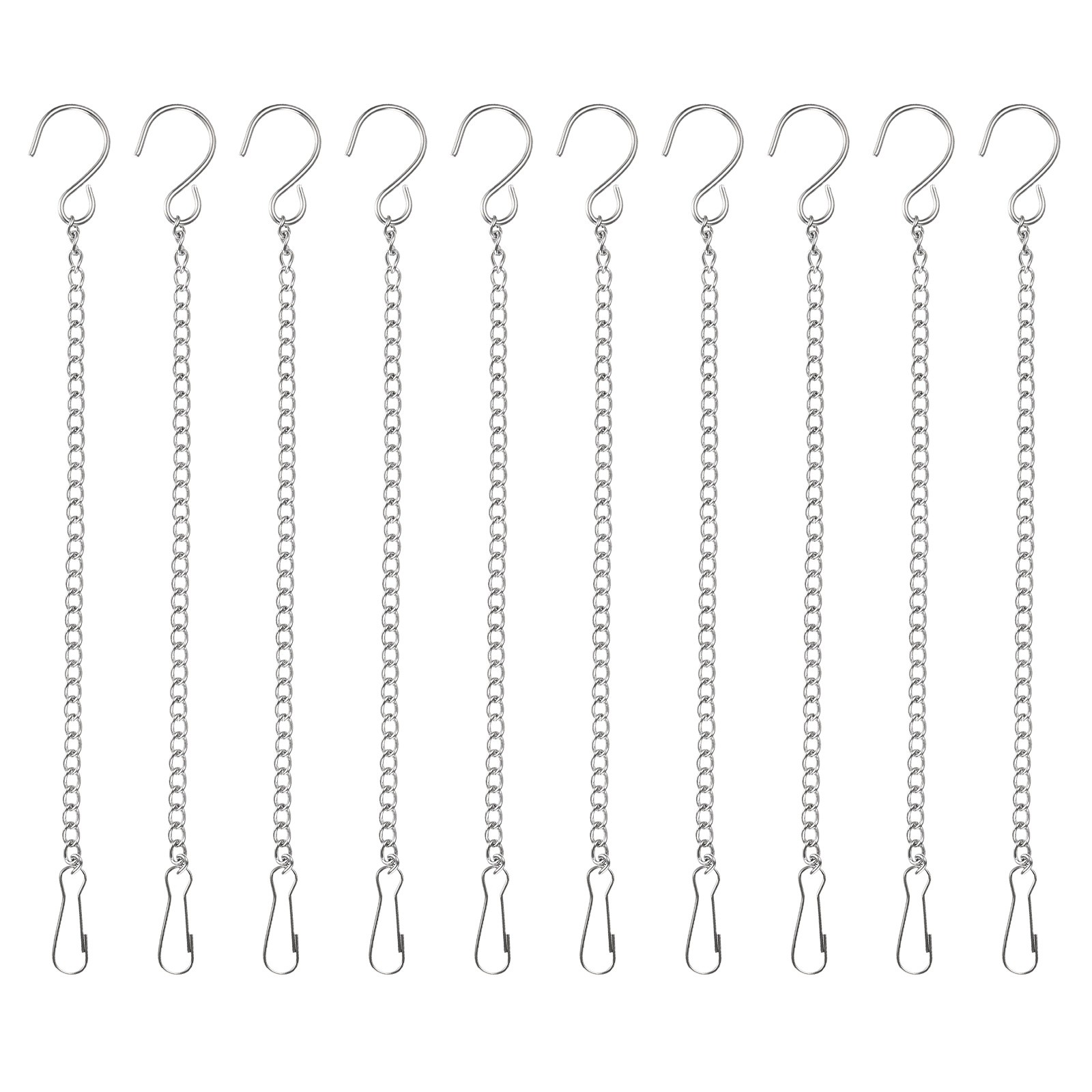 10Pcs 25cm/9.8in Hanging Chain with Hooks for Bird Feeder Planter Lantern Silver gallery