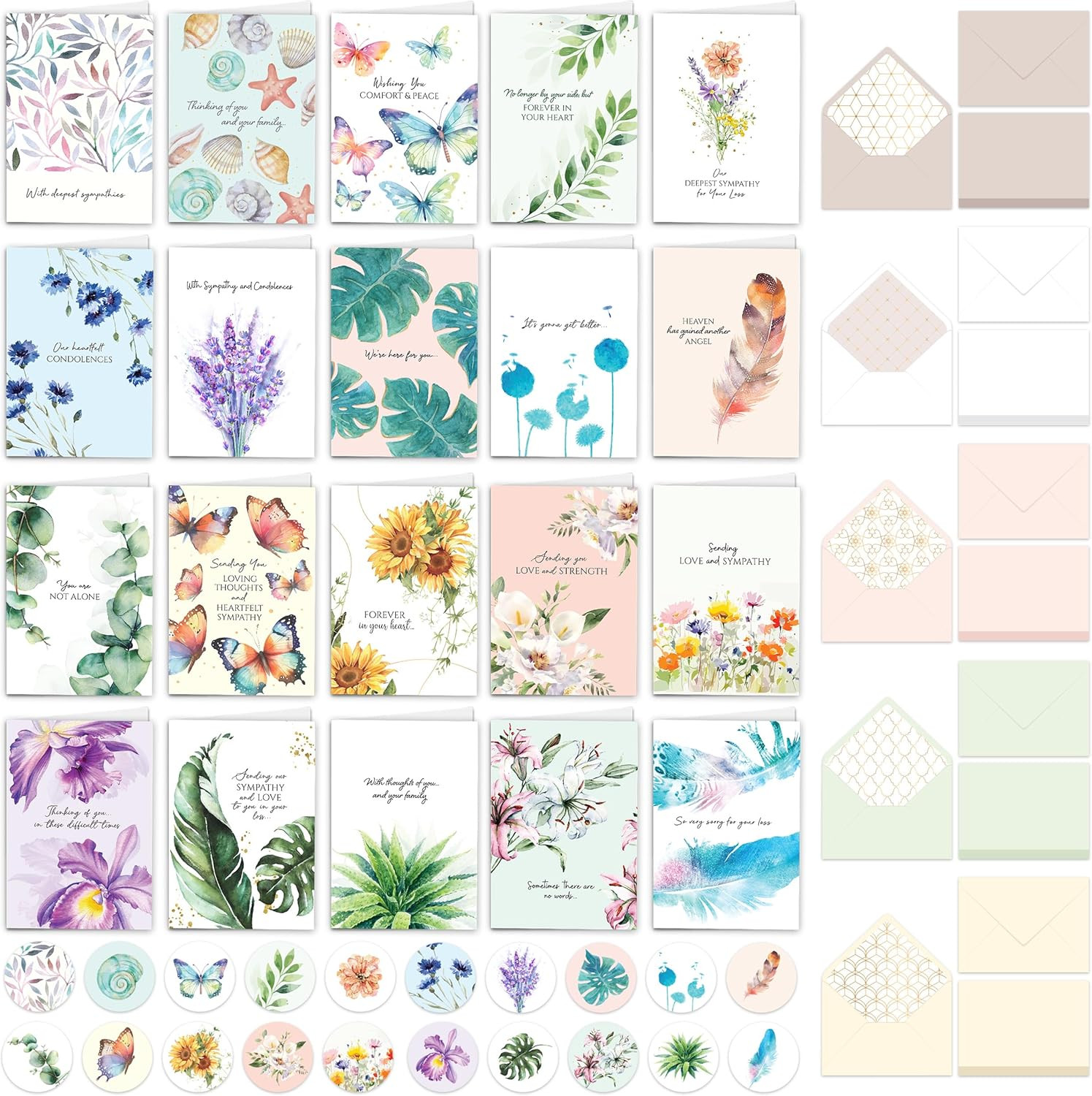 20 Pack Foiled and Glittery 5X7In Textured Box of Sympathy Cards with Envelopes gallery