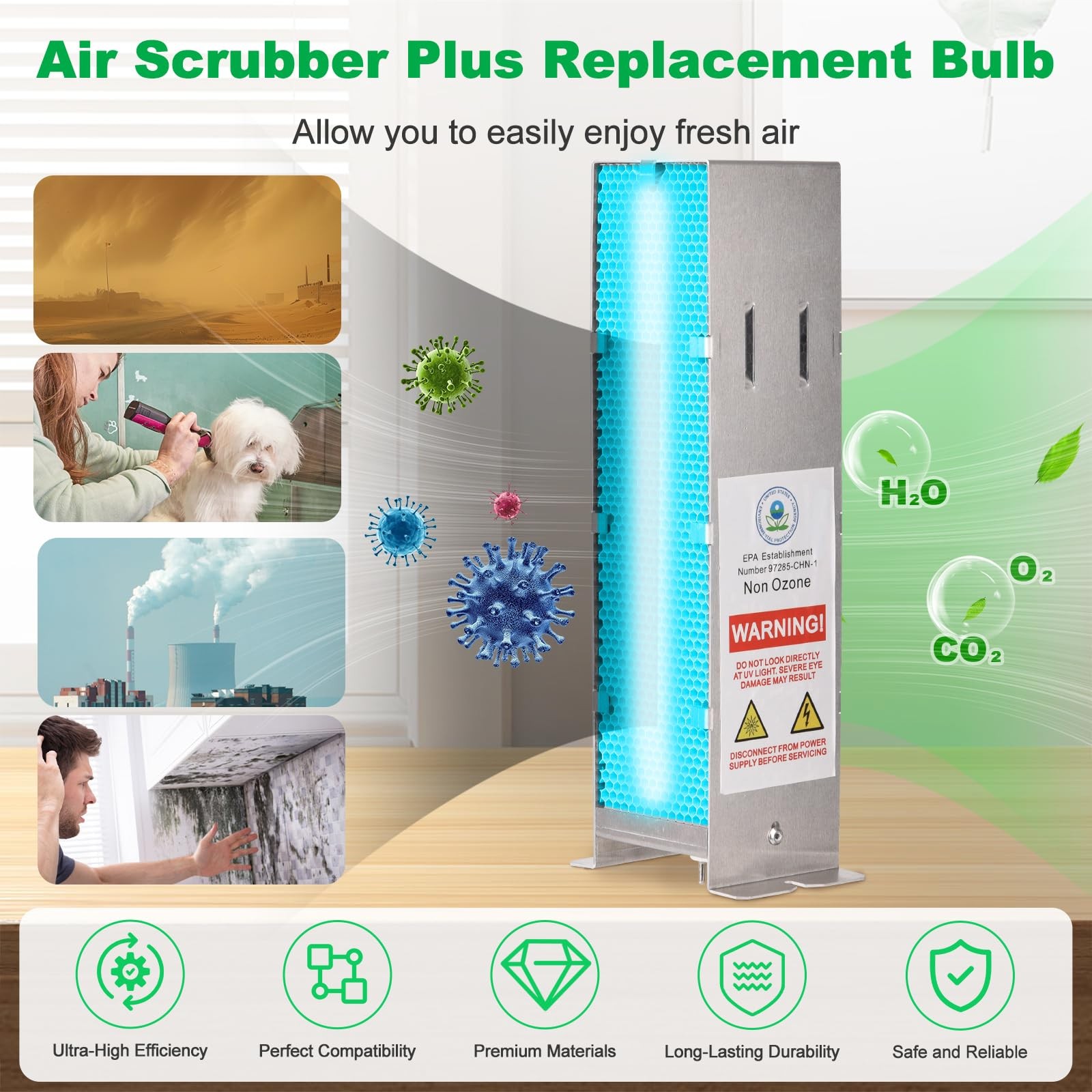 Air Scrubber Plus Advanced Photocatalytic Oxidation 2x3x1 inches, Silver gallery
