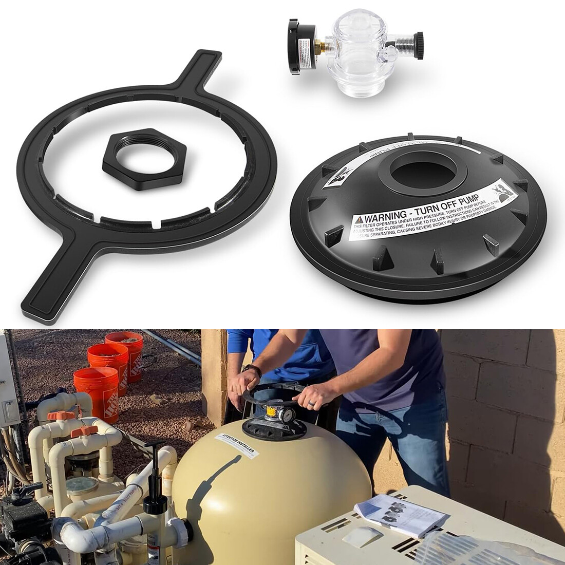 154856 8-1/2-Inch Buttress Thread Closure Kit Tank Lid for Pentair Triton Filter gallery