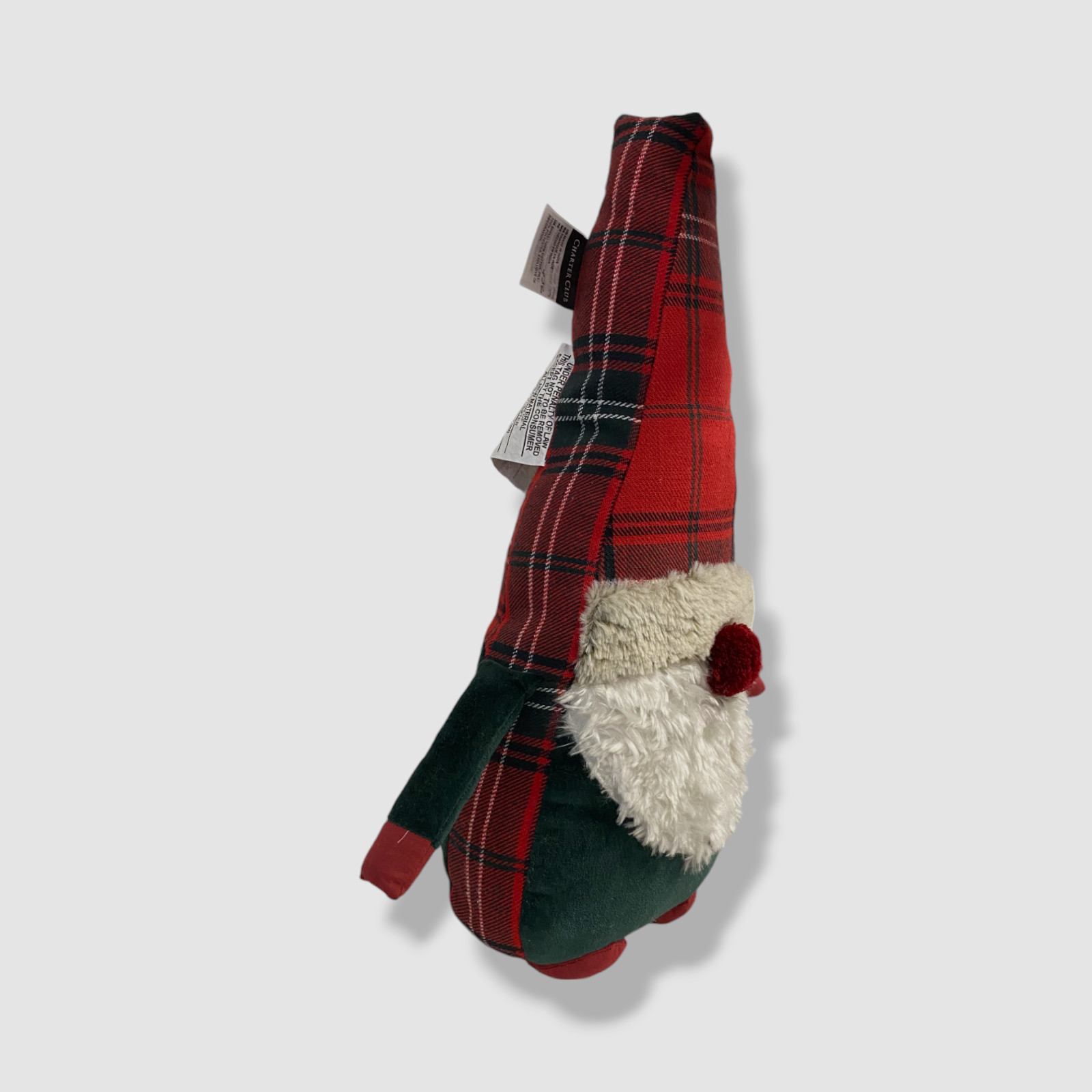 Charter Club Red Plaid Figural Stuffed Gnome Decorative Pillow | 11" x 16" in. gallery