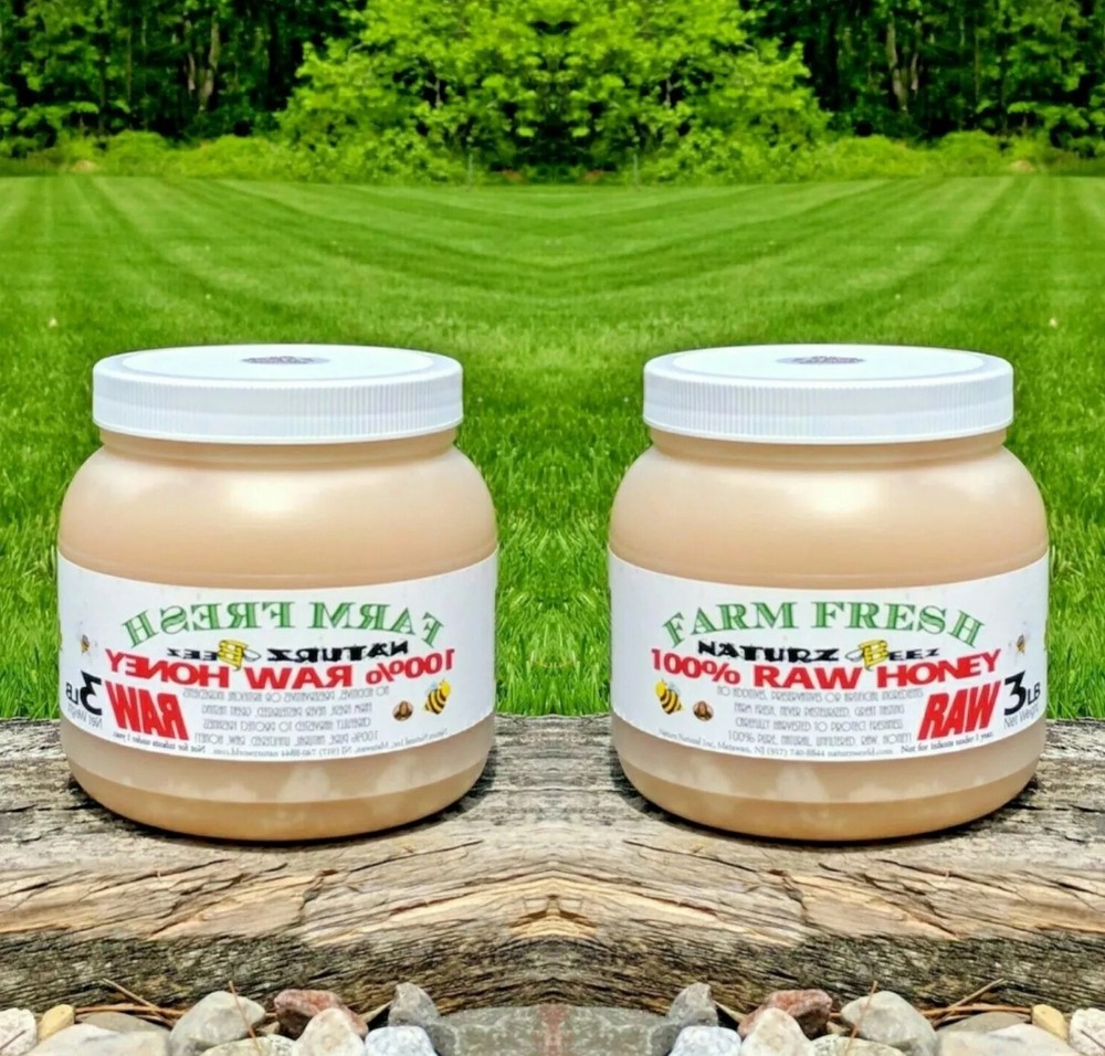 RAW HONEY CLOVER (2 Jars = 6Lbs) 3 LBS Ea 100% PURE RAW