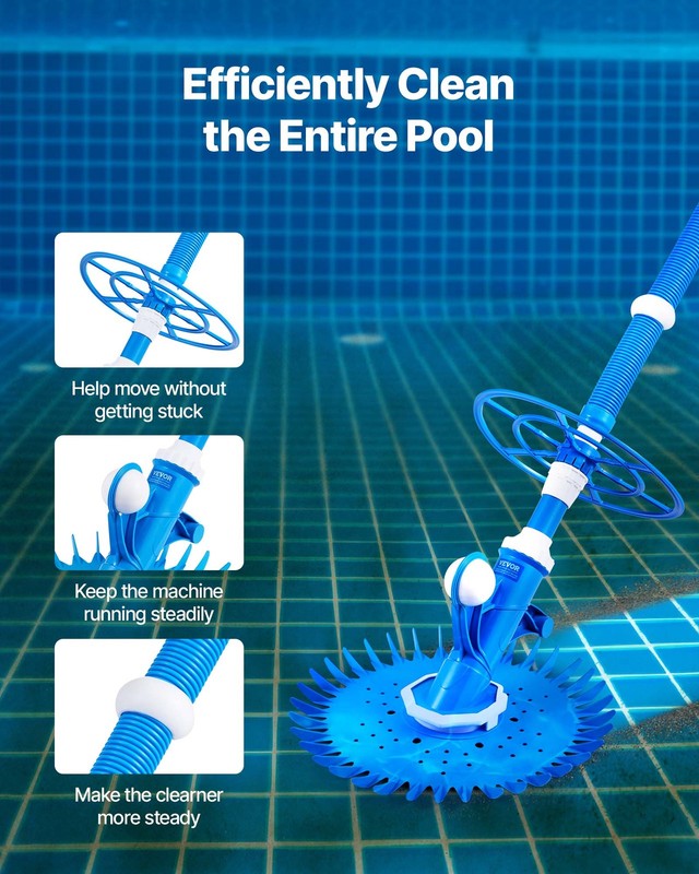 VEVOR Suction Pool Cleaner Vacuum Cleaner 12 Hoses for In/Above-ground Pool gallery