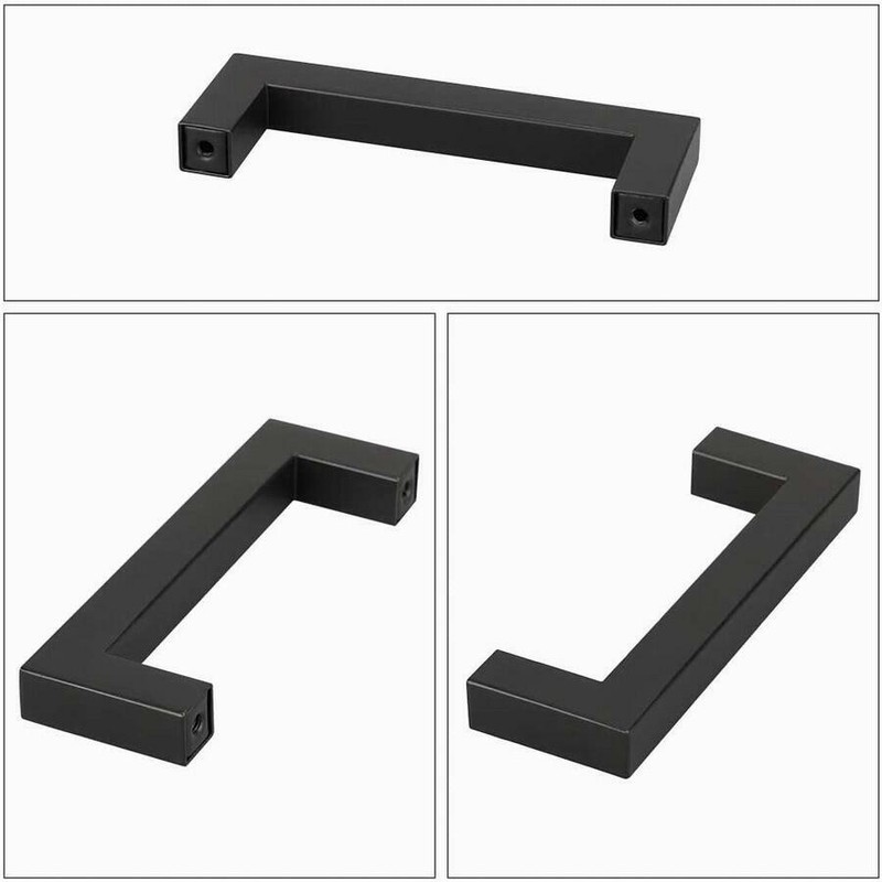Goldenwarm Black Square Bar Cabinet Pull Drawer Handles LSJ12BK102 - 25 Units gallery