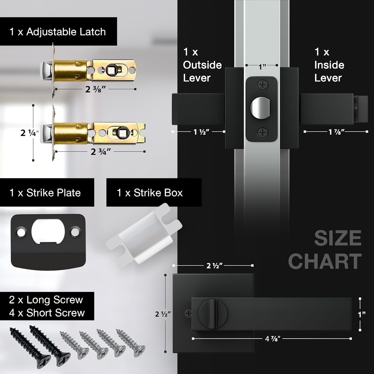 Matte Black Square Door Lever Handle Privacy Passage Dummy Keyless Interior Lock gallery