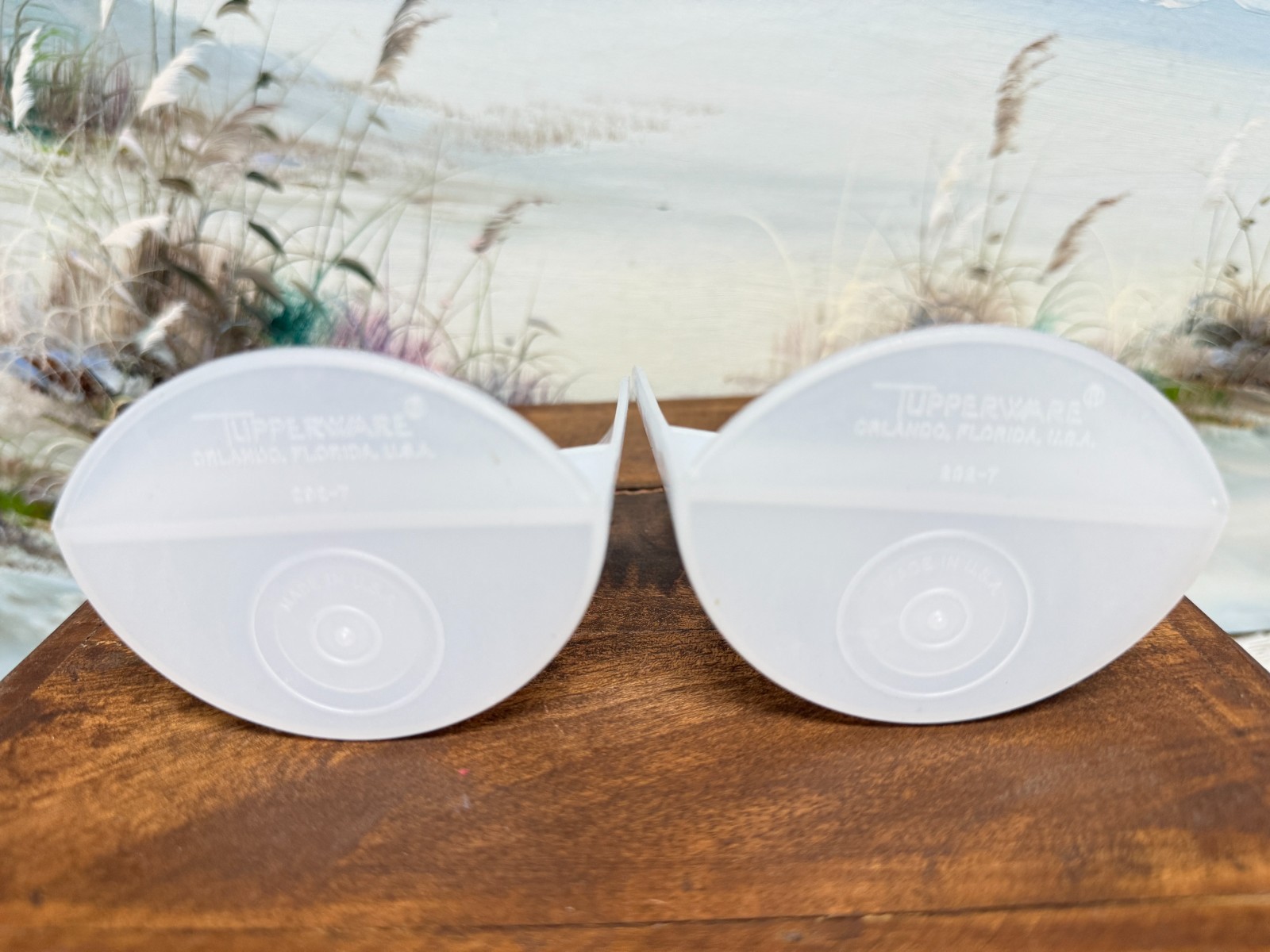 {2} TUPPERWARE Sheer White 4” Flour Sugar Rice Rocker Scoop #292 - Vintage New gallery