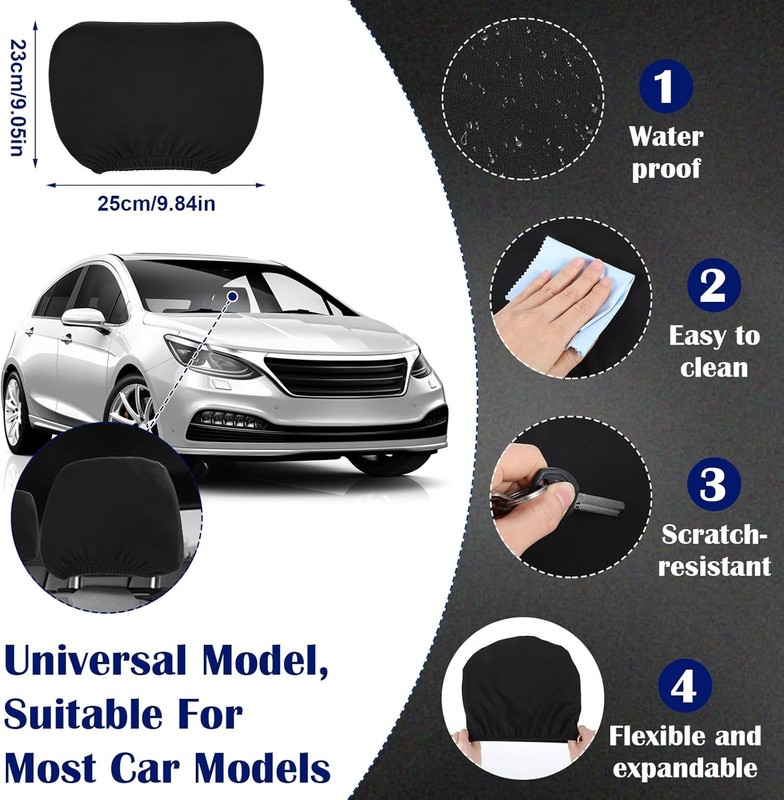 Universal Soft Fabric Headrest Covers for Cars, Vans, and Trucks, 2-Piece Set (B gallery
