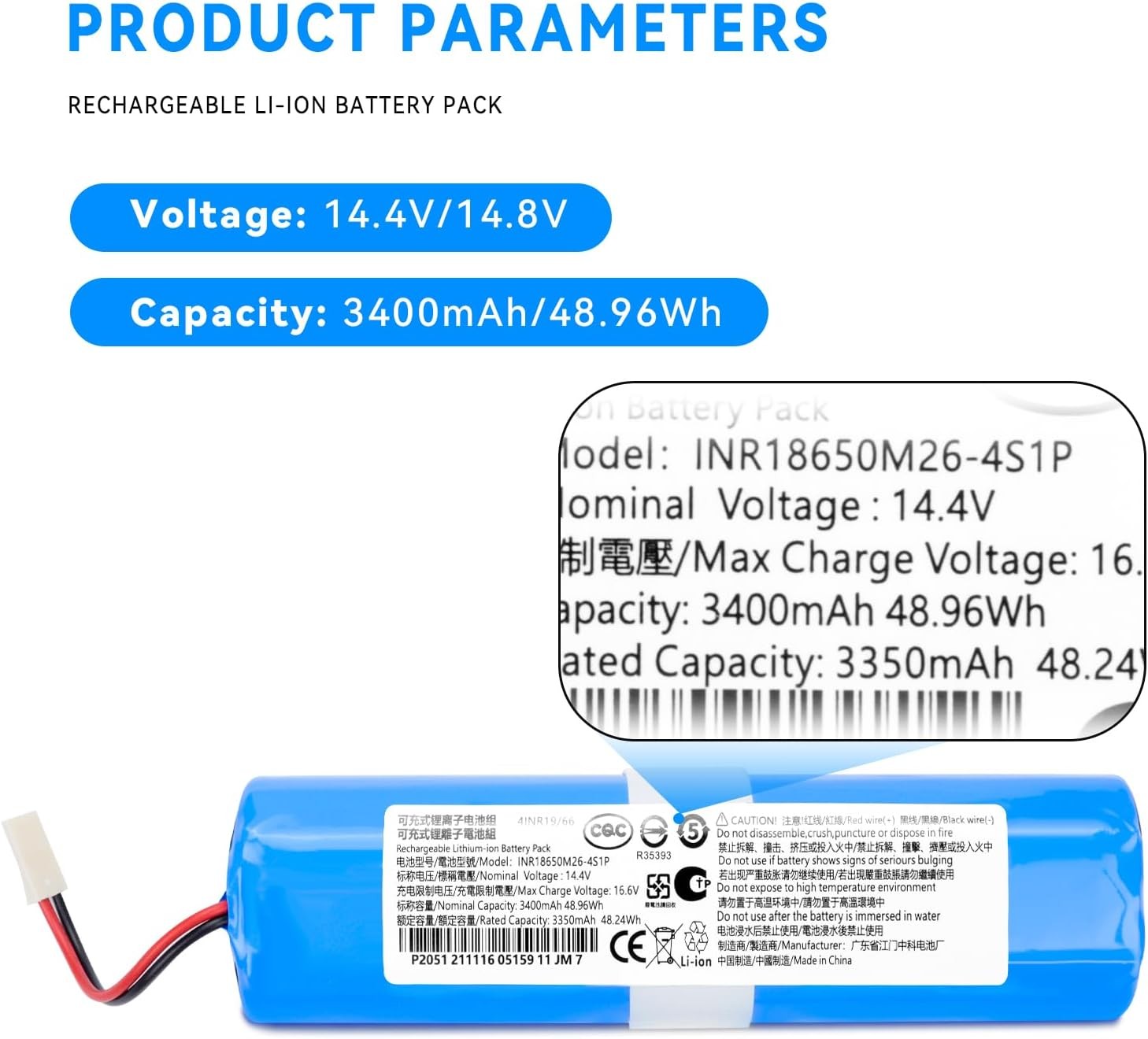 3400mAh Vacuum PUCRC90 Battery Replacement for Pure Clean PUCRC90 Vacuum gallery