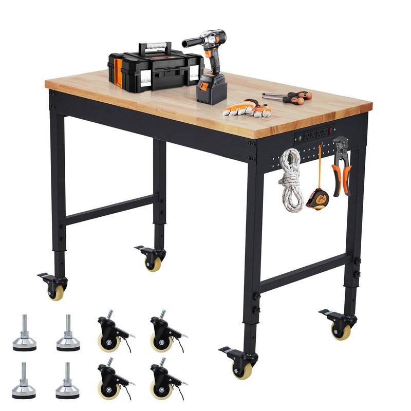 48"Adjustable Workbench Heavy Duty Work Bench ,Garage Worktable w/Power Outlet gallery