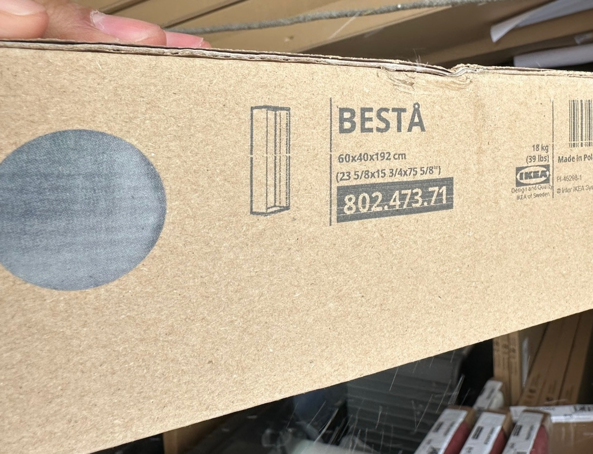 New In Box IKEA Cabinet Frame Tower besta walnut effect light gray 802.473.71 gallery