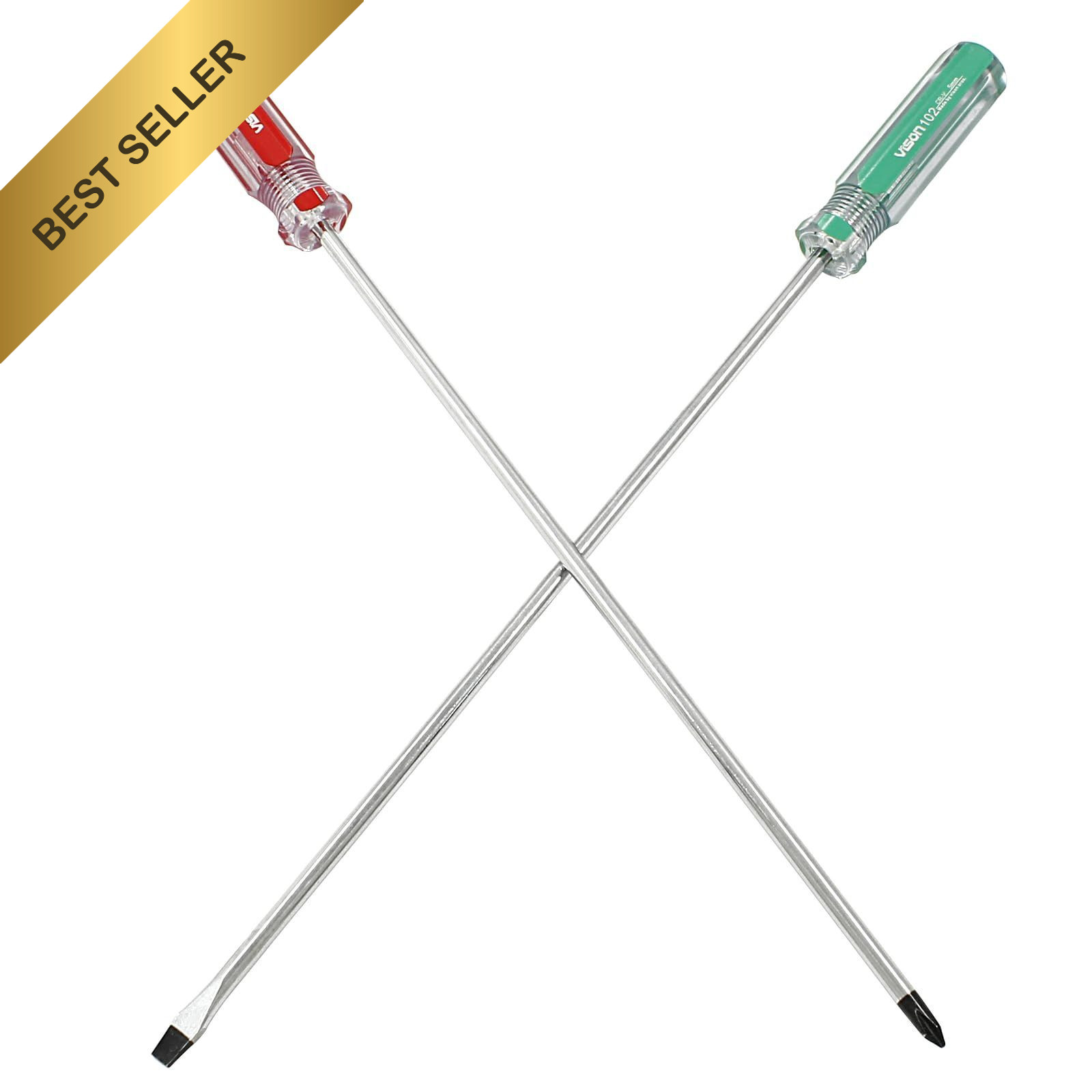 Hitefu 2Pcs 10 Inch Long Screwdriver Set Phillips Slotted Cross Flat Head 5mm Ti gallery