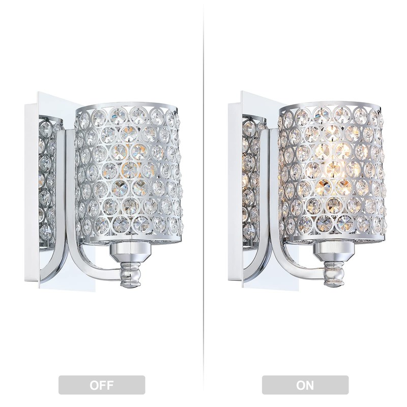 Crystal Wall Sconce with Chrome Finish (Set of 2) Modern Concise Style Wall L... gallery