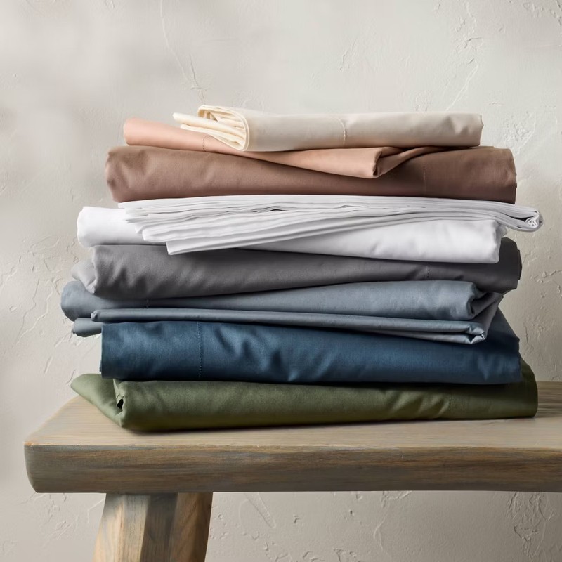 Queen 400 Thread Count Percale Sheet Set Mineral Blue - Casaluna gallery