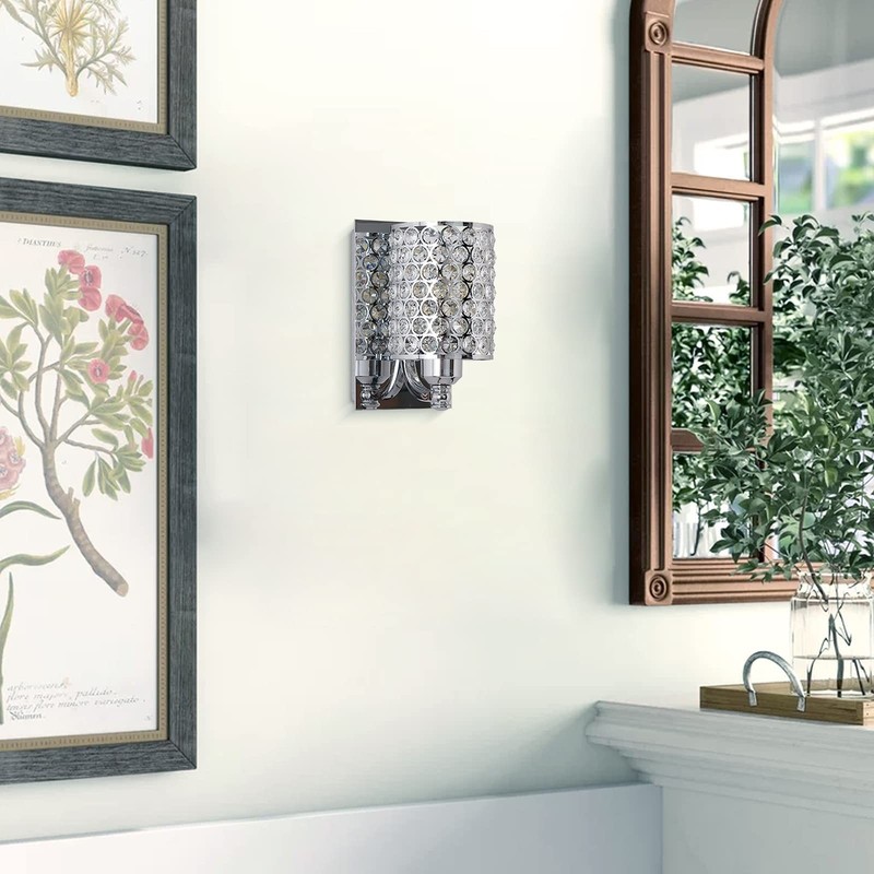 Crystal Wall Sconce with Chrome Finish (Set of 2) Modern Concise Style Wall L... gallery
