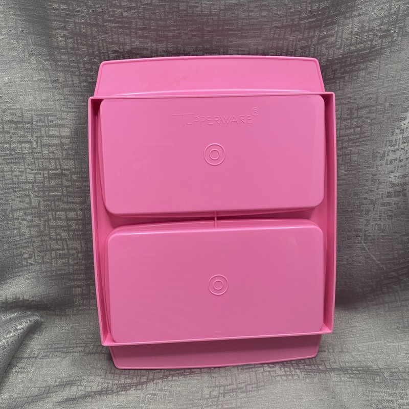 Vintage 90's Tupperware Deviled Egg Carrier 723-1 Pink Teal Kitchen Container gallery