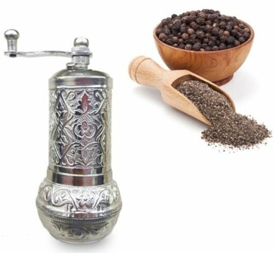4.3'' Pepper Salt Spice Seed Mill Grinder New Silver Color Turkish gallery