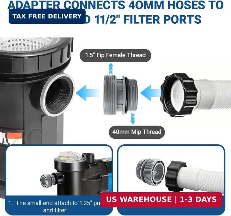 4 Pack - 4560 Pool Hose Conversion Adapters Kit for Intex Hayward Coleman Pool F gallery