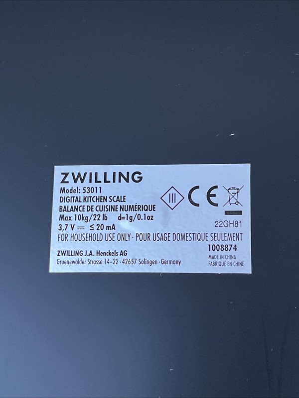 ZWILLING Enfinigy Digital Kitchen Scale 10kgs/22lbs (Model: 53011) gallery