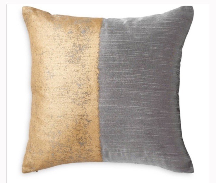 Michael Aram Metallic Textured Decorative Pillow Cover18" x 18" Gray Gold Luxury gallery