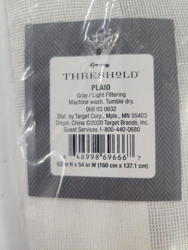 Threshold Plaid Gray Light Filtering Curtain 63in x 54in 2 Pack gallery