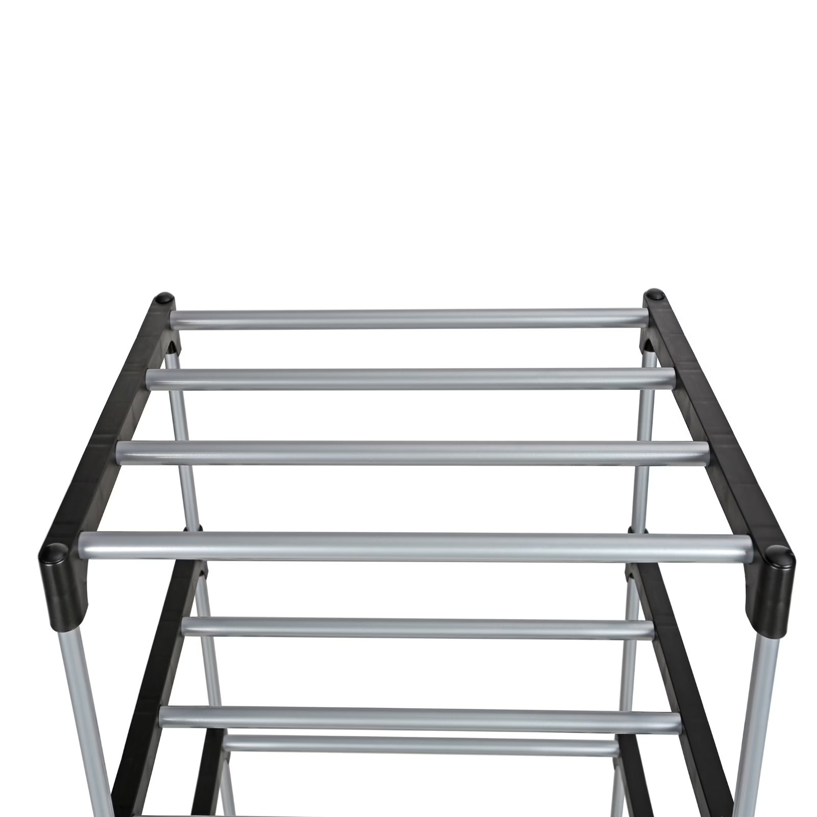 4 Tier Shoe Rack Black, Silver 8 Pairs of Shoes Metal Tubes, Plastic Connectors gallery