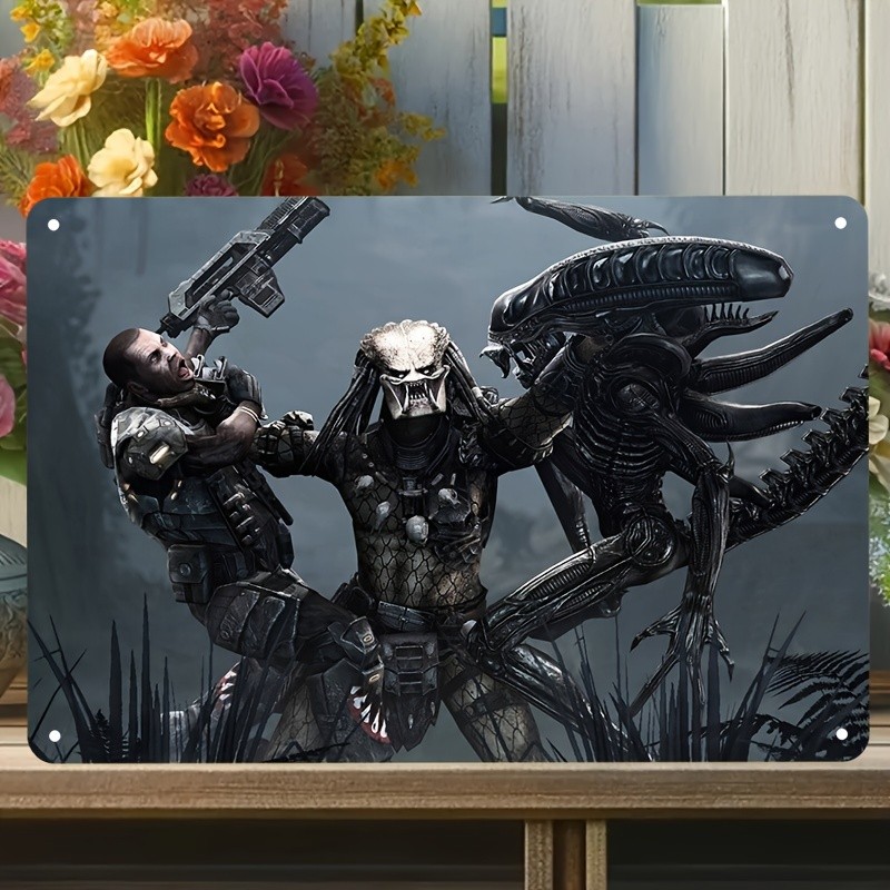 2D Flat, Alien vs Predator Movie Inspired Tin Metal Signs - Perfect for Home, Be gallery