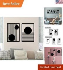 Versatile 2-Piece Black Metal Wall Art – Easy to Hang for Indoor & Outdoor