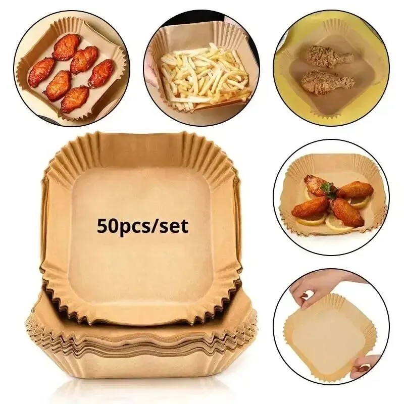 100 Pack Non-stick Baking Parchment Paper Liners Non-Stick Air Fryer Disposable gallery