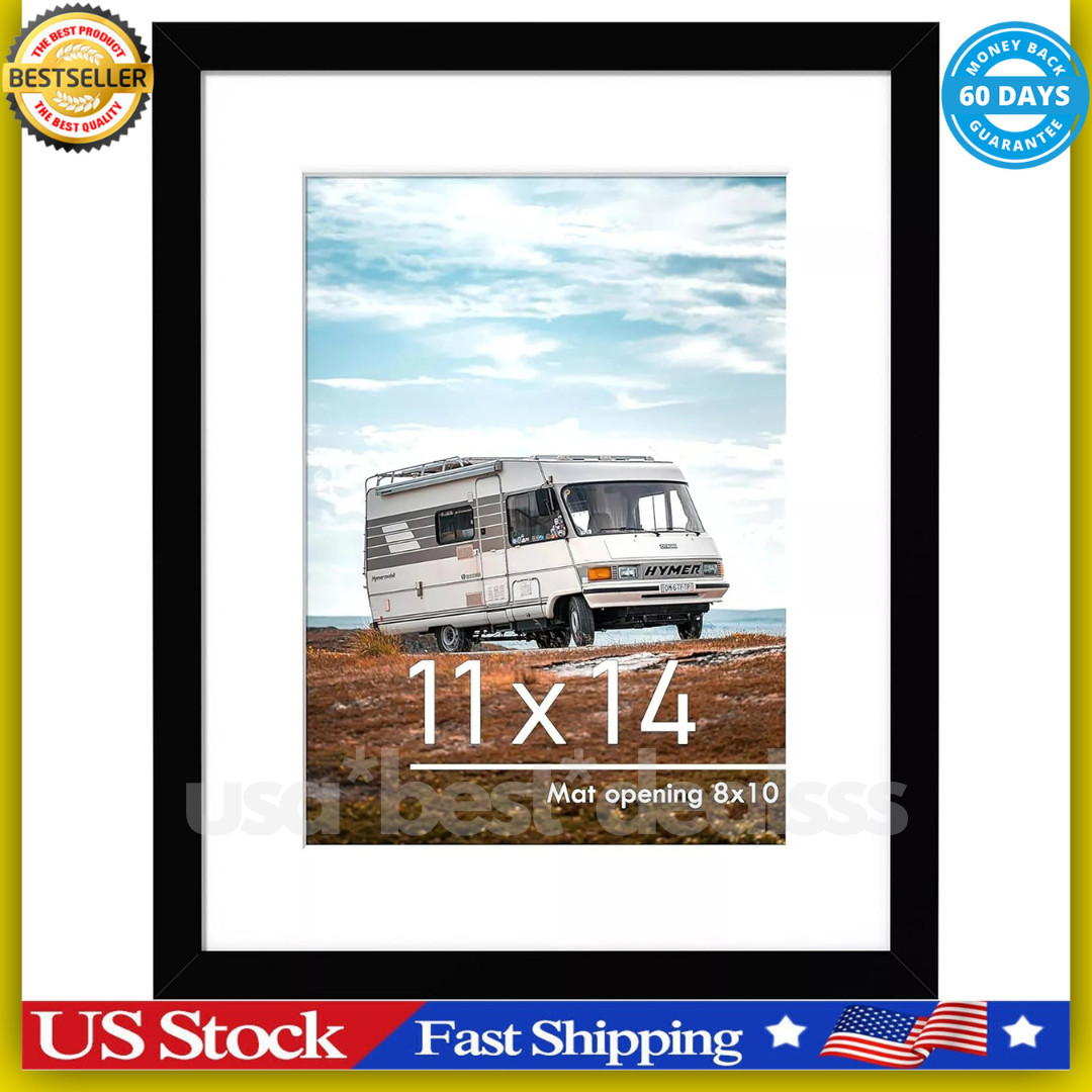 11x14 Picture Frame Black, Display Pictures 8x10 with Mat or 11x14 Without Mat gallery