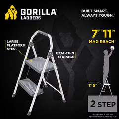 2-Step Compact Steel Step Stool, 225 Lbs. Load Capacity Type II Duty Rating (8Ft