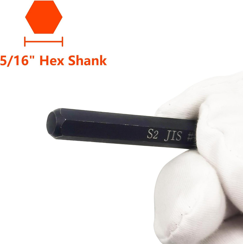 JIS B4633 Impact Screwdriver Bits Set 5/16" Hex S2 Steel 75mm Japanese Vehicles gallery